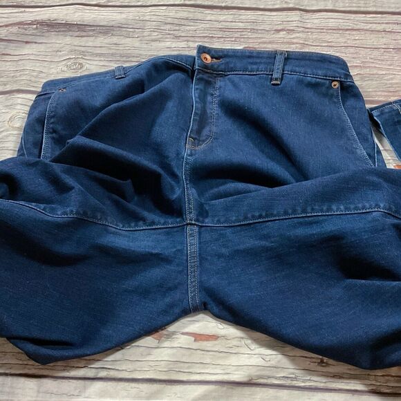 Lands End Womens Jeans sz 16W new Dark Wash Straight Trouser x28" Cotton Stretch - Picture 7 of 11